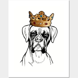 Boxer Dog King Queen Wearing Crown Posters and Art